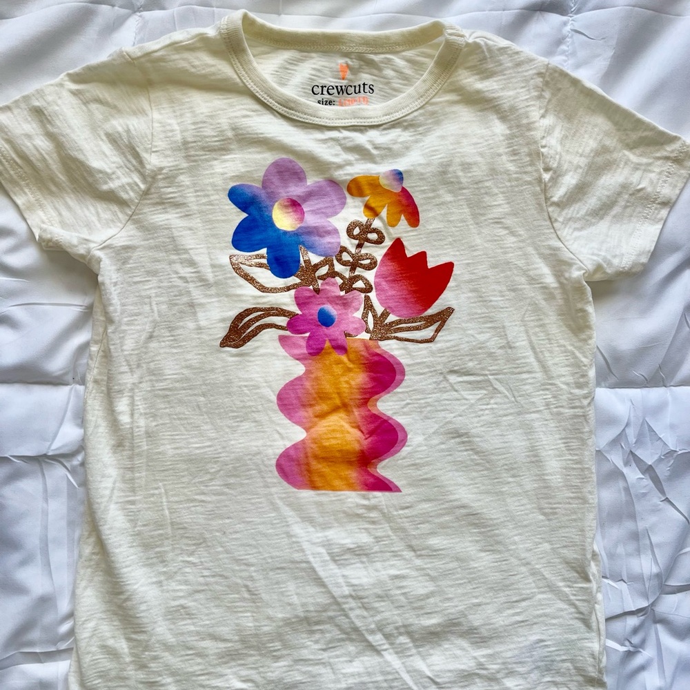 Crewcuts Kids Colorful Floral Vase Tee - Cream